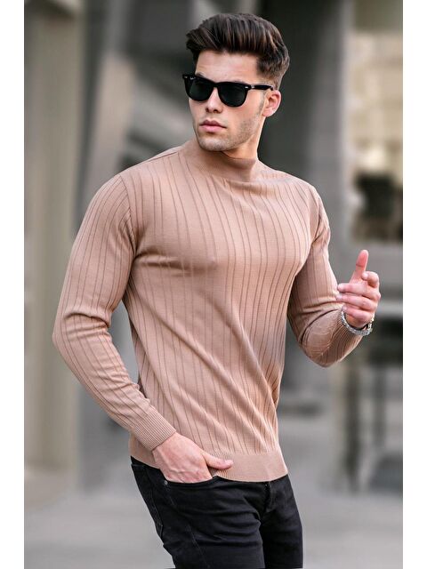 Madmext Bej Yarım Balıkçı Yaka Triko Kazak 5786 - S000031505-19928