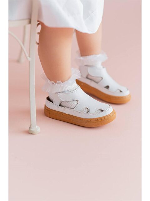 First Step Hakiki Deri Çocuk Sandalet Krem D-466 - S000058173-20063