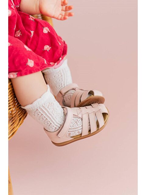 First Step Hakiki Deri Çocuk Sandalet Pembe D-464 - S000058174-20024