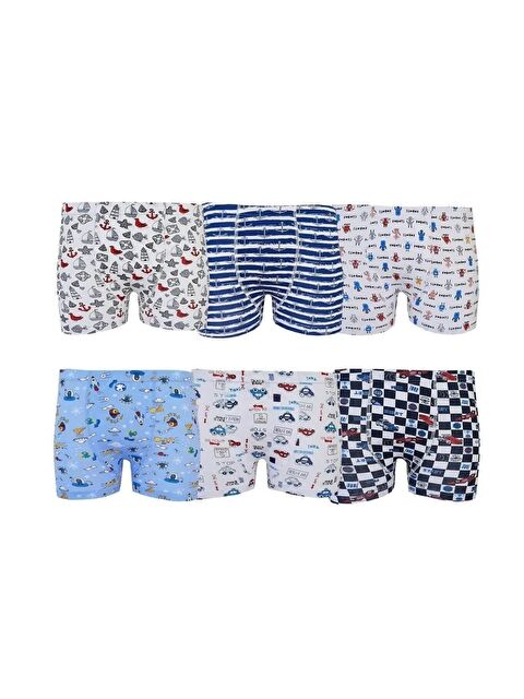 Tutku 6'lı Erkek Çocuk Pamuklu Karışık Desenli Empirme Kaliteli Rahat Boxer - S000361536-23173