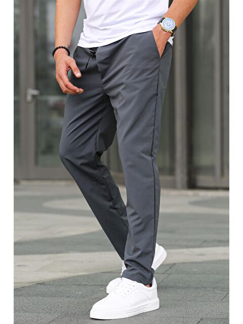 Madmext Waffle Kumaş Siyah Basic  Erkek Pantolon 6513 - S000031666-33408