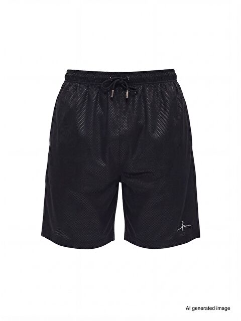 Haşema Dokulu Kumaş Siyah Erkek Kısa Havuz Ve Deniz Şortu 5032 - S000388187-19351