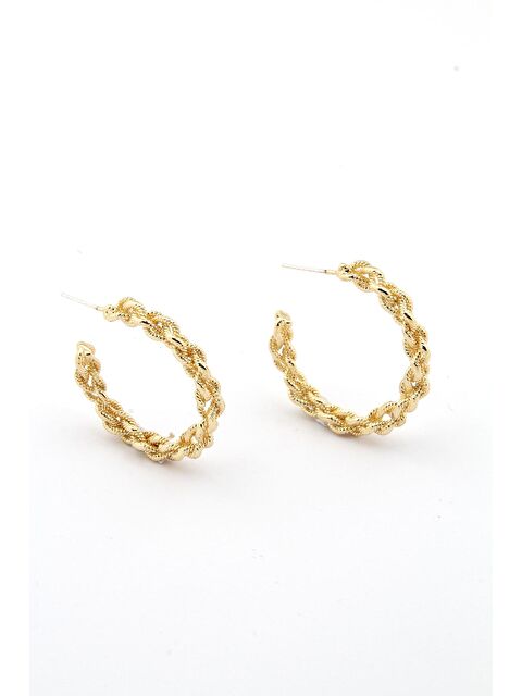 Pelin Aksesuar Örgülü Gold Halka Küpe - S000048653-23173