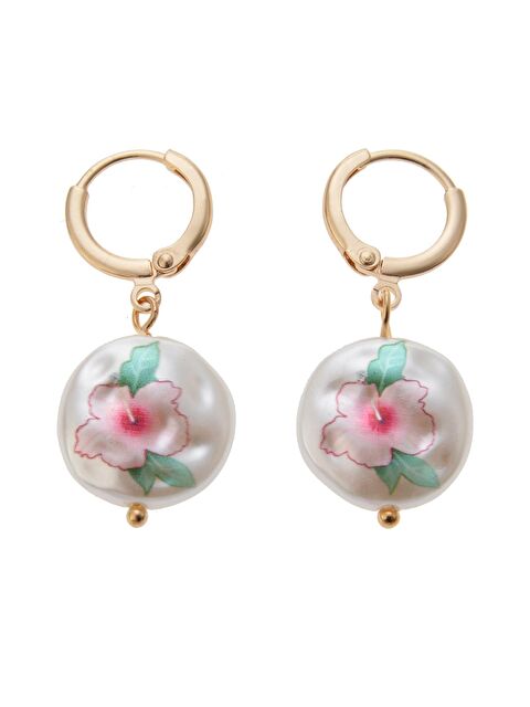 Pelin Aksesuar Çiçek Desenli İncili Küpe - S000048669-23173