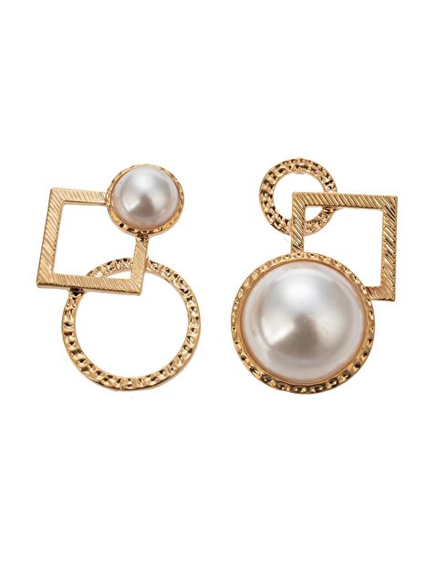 Pelin Aksesuar İncili Asimetrik Geometrik Küpe - S000048665-23173