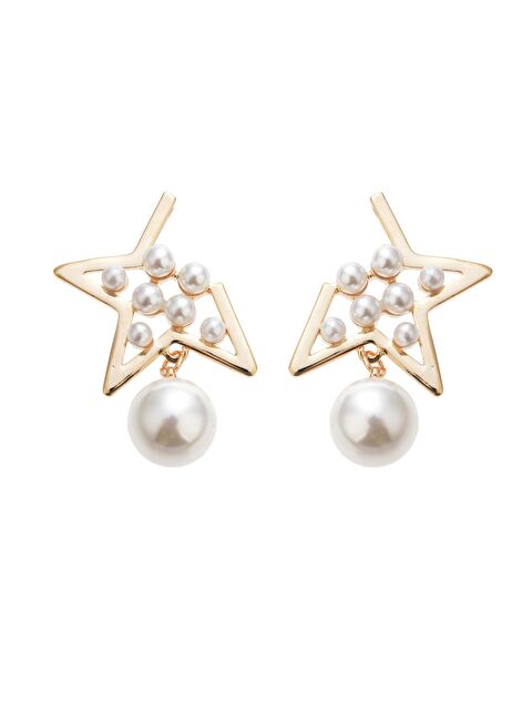 Pelin Aksesuar İncili Yarım Yıldız Küpe - S000048663-23173