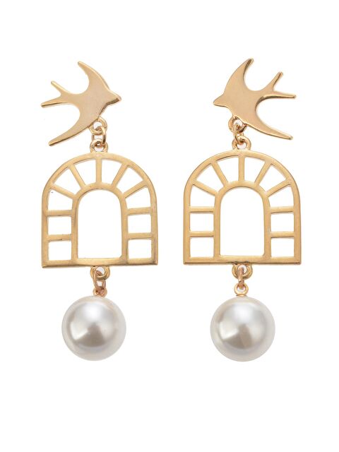 Pelin Aksesuar Kuş ve Kafes İncili Küpe - S000048670-23173