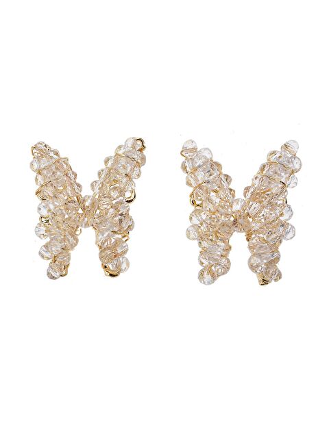 Pelin Aksesuar kristal işlemeli kelebek küpe - S000048690-23173