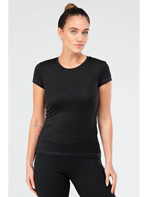 Tutku Elit 3'lü Kadın Siyah Pamuklu Elastan Kısa Kollu Body Tişört - S000222864-19351