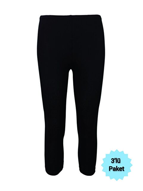 Tutku Elit 3'lü Kadın Siyah Modal Kapri  Tayt - S000222862-19351