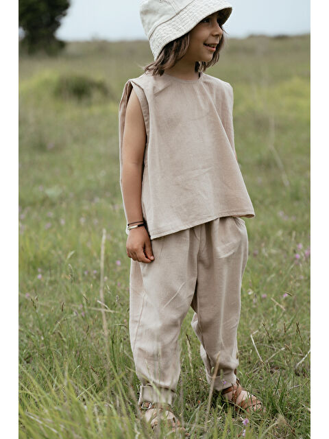 Catz Kids Vizon Şile Bezi Carrot Pantolon + Vizon Şile Bezi Kolsuz Tişört - S000145361-26429