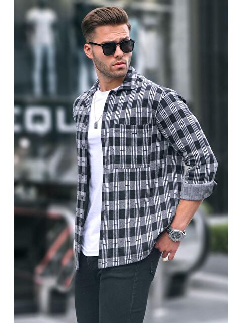 Madmext Gri Ekoseli Regular Fit Erkek Gömlek 6714 - S000039730-20600