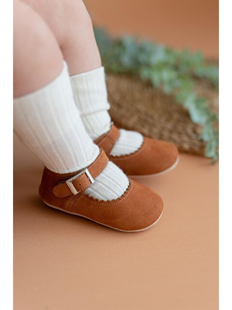 First Step Hakiki Deri Tarçın Rengi Kız Bebek Babet-D-469 - S000057228-19956