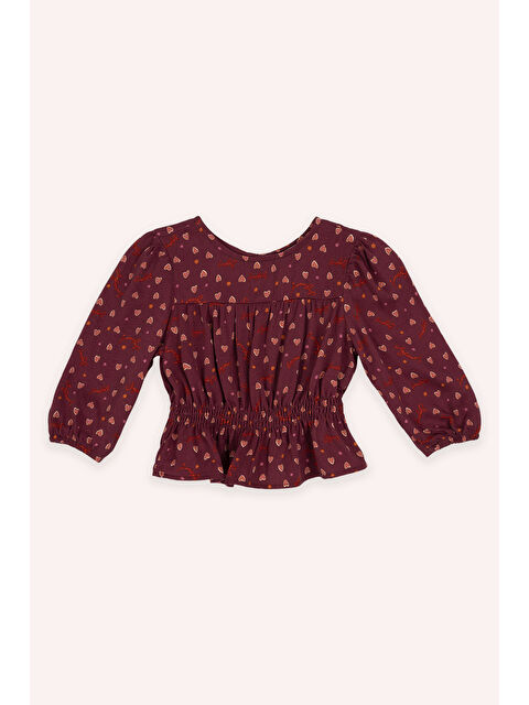 Panço Kız Bebek Kalp Desenli Bordo Bluz - S000333708-19951
