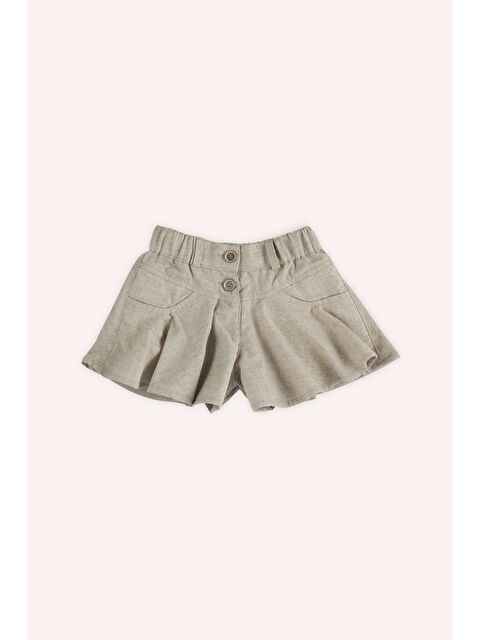 Panço Kız Bebek Düğmeli Bej Şort Etek - S000339864-19928