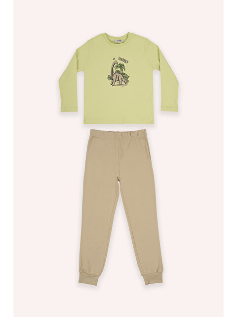Panço Erkek Çocuk Dinozor Baskılı Yeşil Pijama Takımı - S000333687-18194