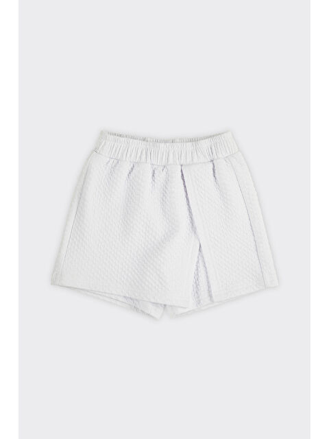 Panço Kız Çocuk Beli Lastikli Beyaz Örme Şort Etek - S000333686-20063