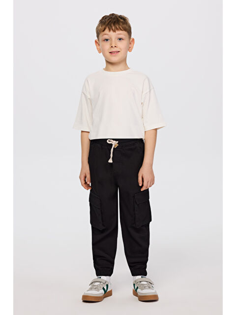 Panço Erkek Çocuk Beli Lastikli Siyah Pantolon - S000318409-19351