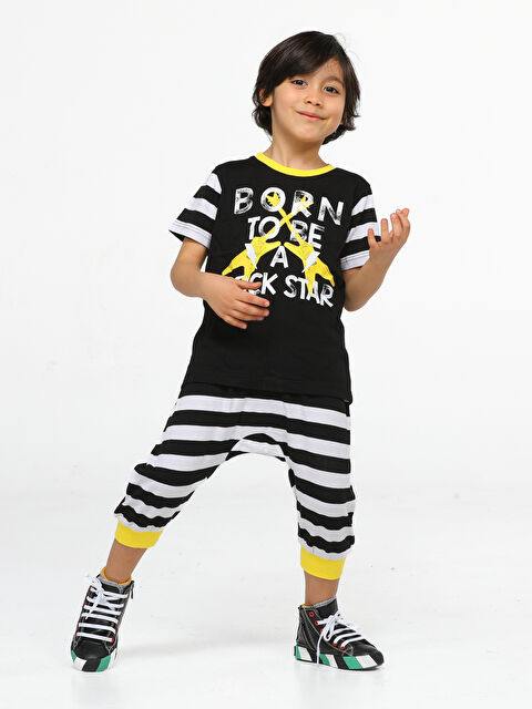 Casabony Rocker Çizgili Kapri + Tişört Takım - S000145145-19351