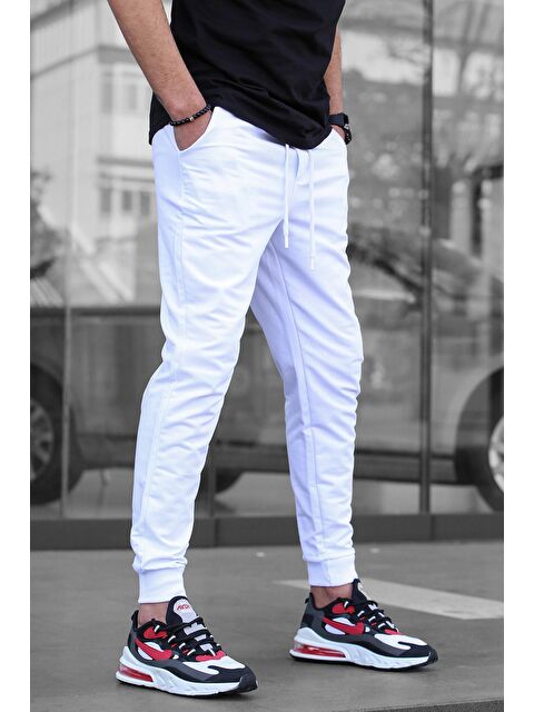 Madmext Beyaz Paçası Lastikli  Erkek Jogger Eşofman Altı 4821 - S000031782-20063