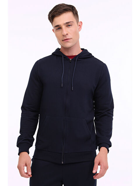 Kinetix MB SN87 FZ HD 4PR Lacivert Erkek Fermuarlı Sweatshirt Hırka - S000317160-21164