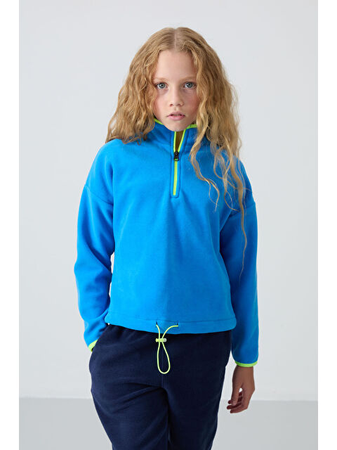 Tommylife Saks Kalın Yumuşak Dokulu Standart Fit Nakışlı Polar Kız Çocuk Sweatshirt - 75151 - S000330314-23710