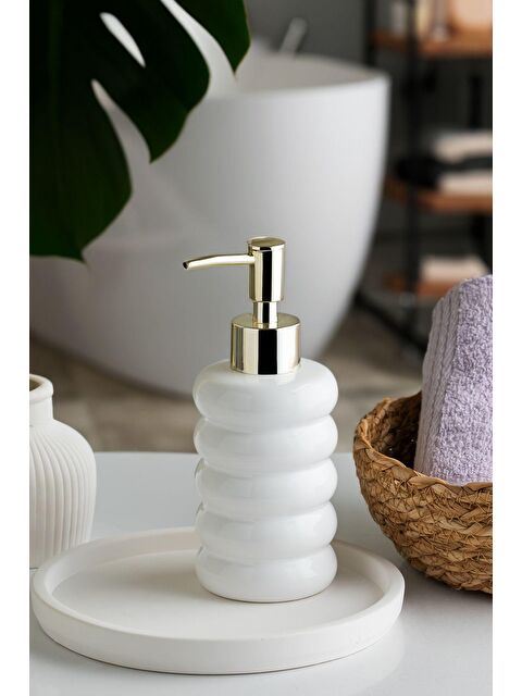 Porsima 3204 Porselen Sıvı Sabunluk - Tezgah Üstü Banyo Mutfak Lavabo Sabunluğu - 275 cc - S000233503-20063