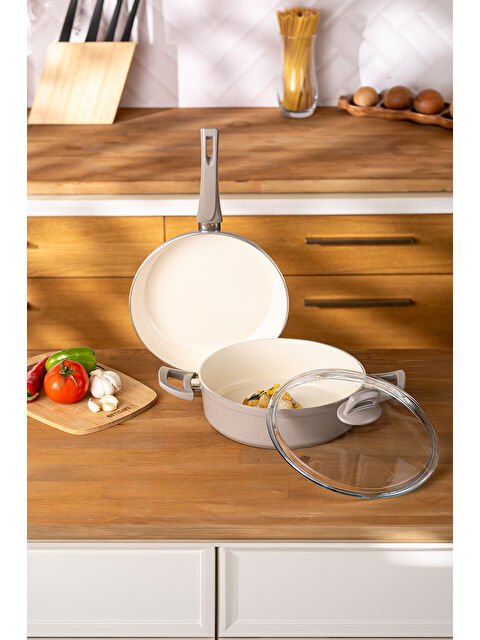 Emsan Crystal 3 Parça Tencere Tava Seti Bej - S000417232-19928