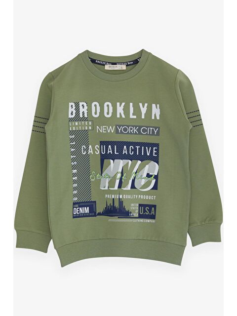 Breeze Erkek Çocuk Sweatshirt Yazı Baskılı Mint Yeşili (8-12 Yaş) - S000022793-20054