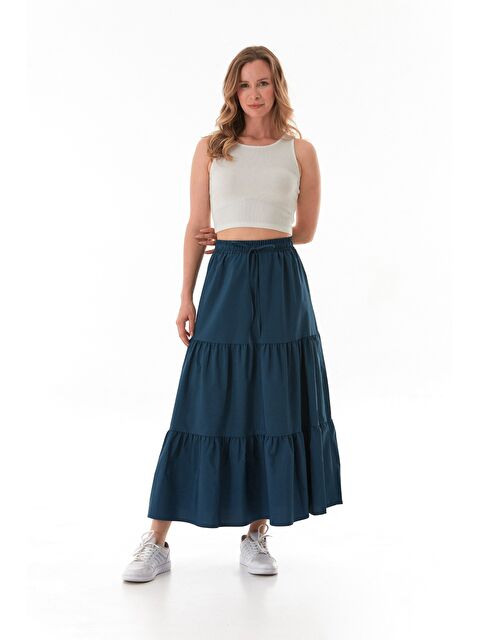 Fullamoda Terikoton Kumaş Fırfırlı Etek - S000350574-23093