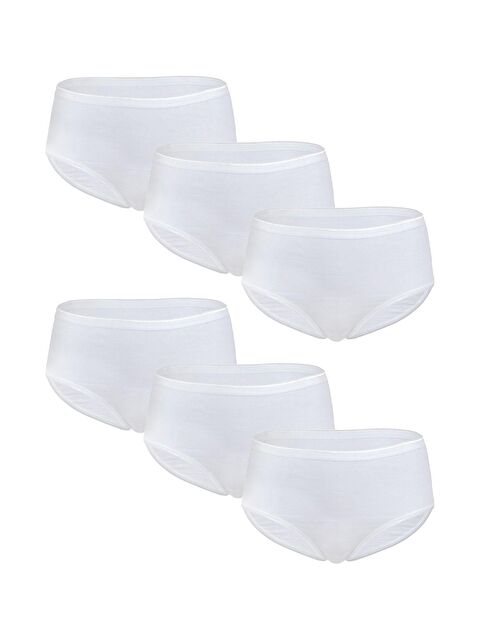 Tutku 6'lı Kadın Beyaz Pamuklu Elastan Yüksek Bel Esnek Külot - S000217674-20063