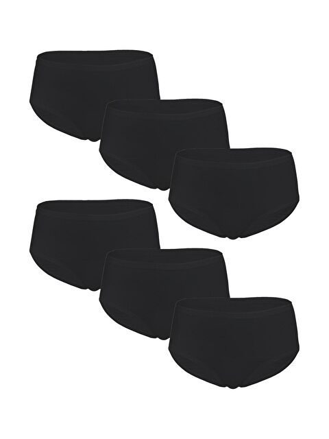 Tutku 6'lı Kadın Siyah Pamuklu Elastan Yüksek Bel Esnek Külot - S000217674-19351
