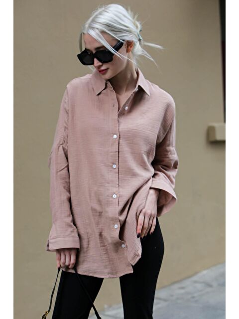 Madmext Vizon Muslin Kumaş Basic Kadın Gömlek Mg1660 - S000030134-26429
