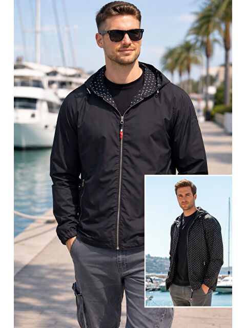 Remsa Erkek Çift Taraflı Mevsimlik Ceket Tek Üst REU-24726 Siyah