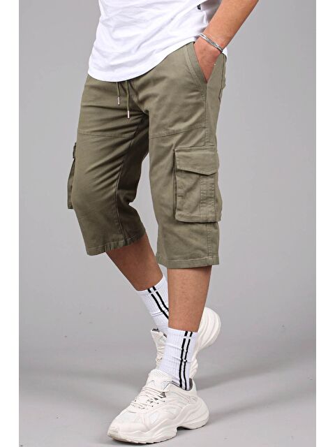 Madmext Haki Gabardin Kargo Cep Erkek Kapri Şort 5754 - S000017009-18547