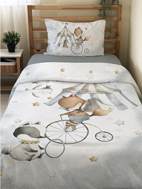 Evmila Sirk Desenli Desenli Çarşafsız 2'li Takım Baskılı Tek Kişilik Nevresim Takımı 160x220 cm - S000151064-23173