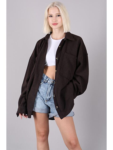 Madmext Kahverengi Oversize Gömlek Ceket Mg1562 - S000030142-19413