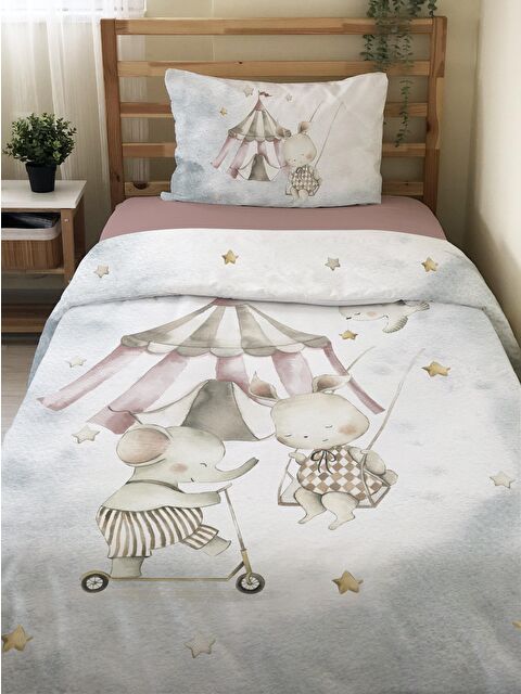 Evmila Sirk Desenli Desenli Çarşafsız 2'li Takım Baskılı Tek Kişilik Nevresim Takımı 160x220 cm - S000151030-23173