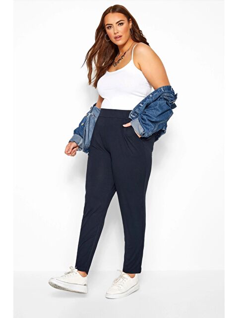 Stil Diva Büyük Beden Cepli Beli Lastikli Elastanlı Dar Paça Streç Pantolon 103368 - S000087173-21164