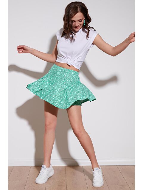 Lela Çiçekli Beli Lastikli Şort Etek 5864024 - S000006088-18194