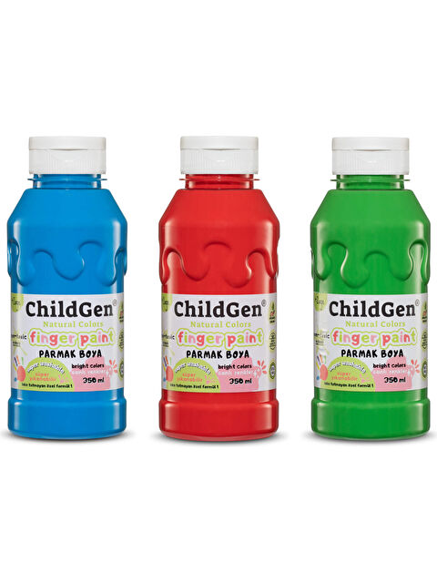 ChildGen Süper Yıkanabilir 3'lü Parmak Boya Seti (3x350ml) (Mavi-Yeşil-Kırmızı) - S000090872-23173