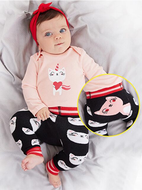Denokids Kedi Kız Bebek Body Tayt-Pantolon Takım - S000006061-23173