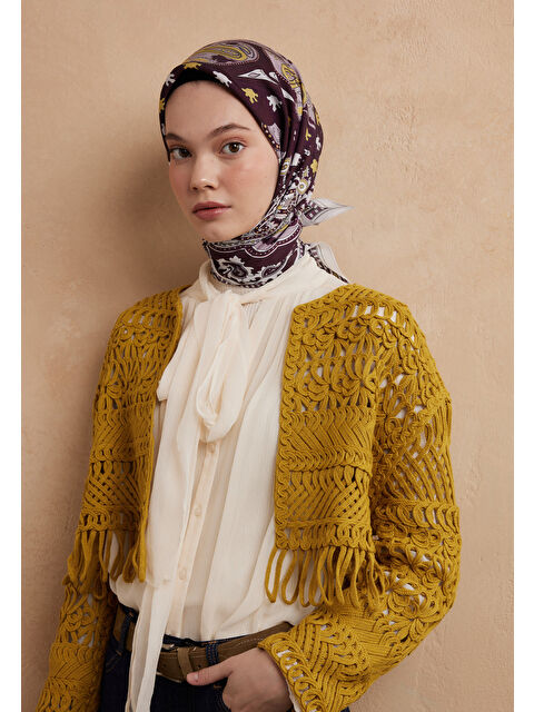 Fresh Scarfs Lena Desen Pamuk İpek Eşarp Mürdüm