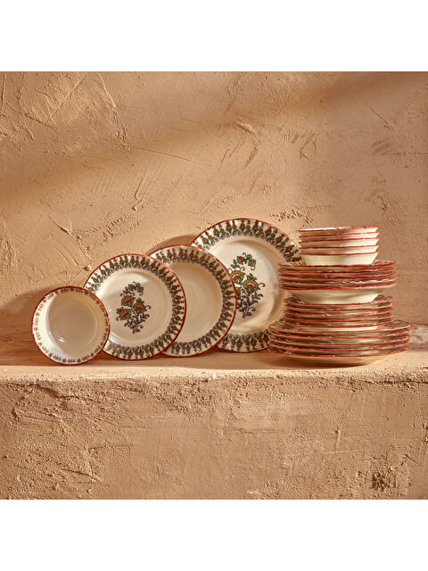 Bella Maison Indian Porselen 24 Parça Yemek Takımı Bordo - S000276418-19951