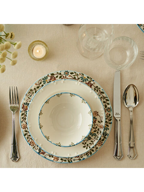 Bella Maison Vintage Porselen 24 Parça 6 Kişilik Yemek Takımı Mavi - S000108244-17234