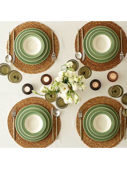 Bella Maison Monica Stoneware 12 Parça 4 Kişilik Yemek Takımı Yeşil - S000225078-18194