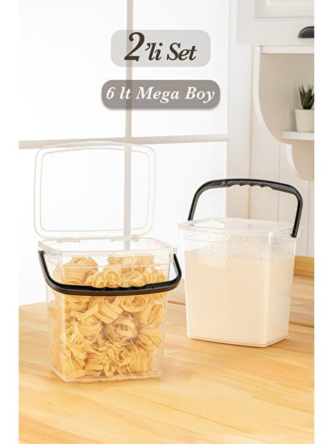 Meleni Home 2'li Un ve Bakliyat Kabı 6 Litre Şeffaf Saklama Kutusu - S000033064-29666