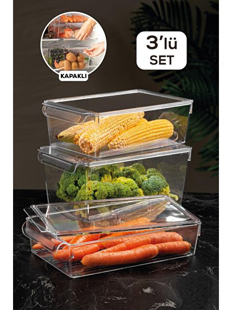 Meleni Home 3'lü Kapaklı Buzdolabı Düzenleyici Organizer - S000032751-26865