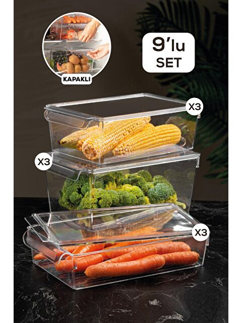 Meleni Home 9'lu Kapaklı Buzdolabı Düzenleyici Organizer - S000032749-26865