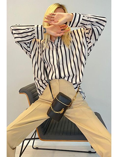 Madmext Bej Çizgili Gömlek Mg1383 - S000030147-19928